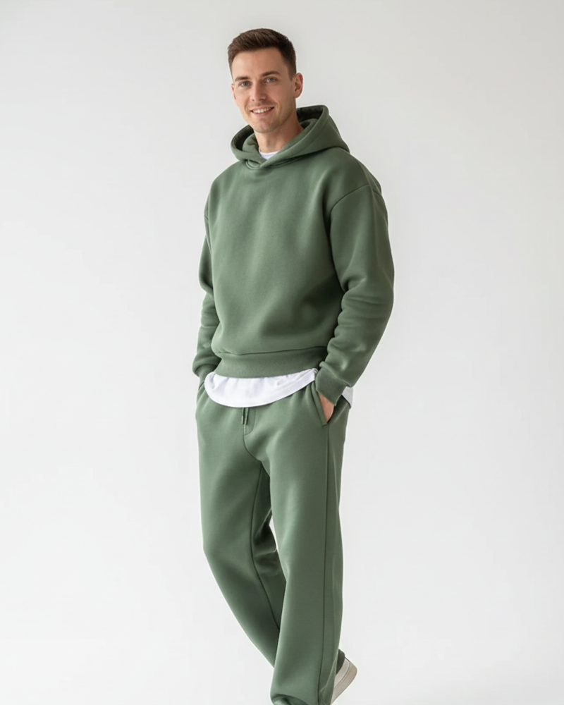 Kai Ensemble Jogging Heren – Effen Trui met Capuchon & Comfortabele Broek, Losse Pasvorm