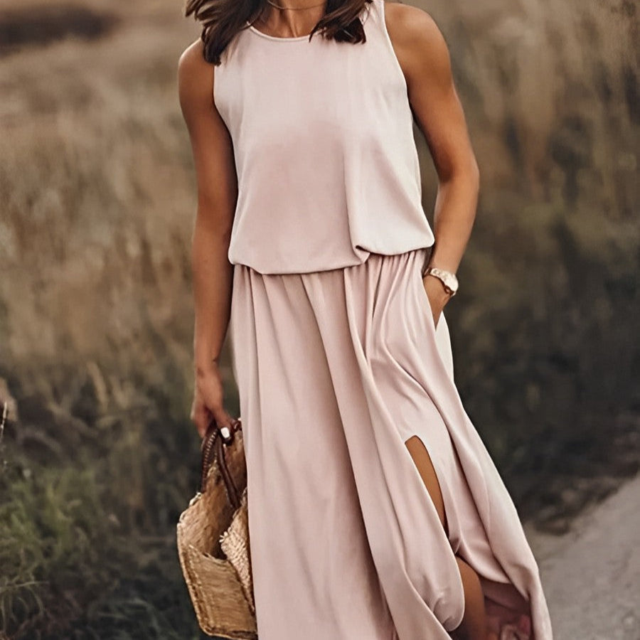 Gianna hosszú női ruha – Ujjatlan retro ruha légies szabással és nyári stílussal