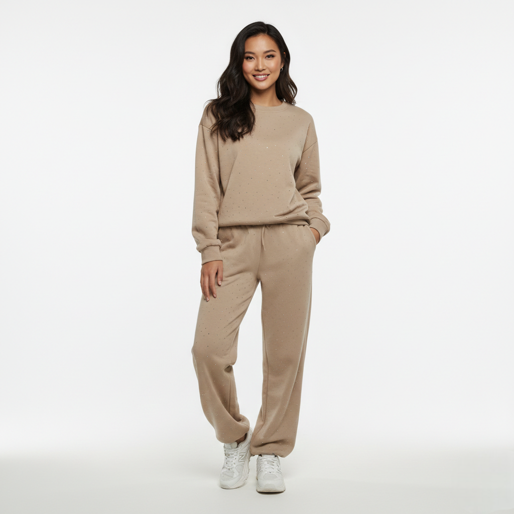 Kira Ensemble Loungewear Femme – Set Confort Chic avec Détails Pailletés Élégants