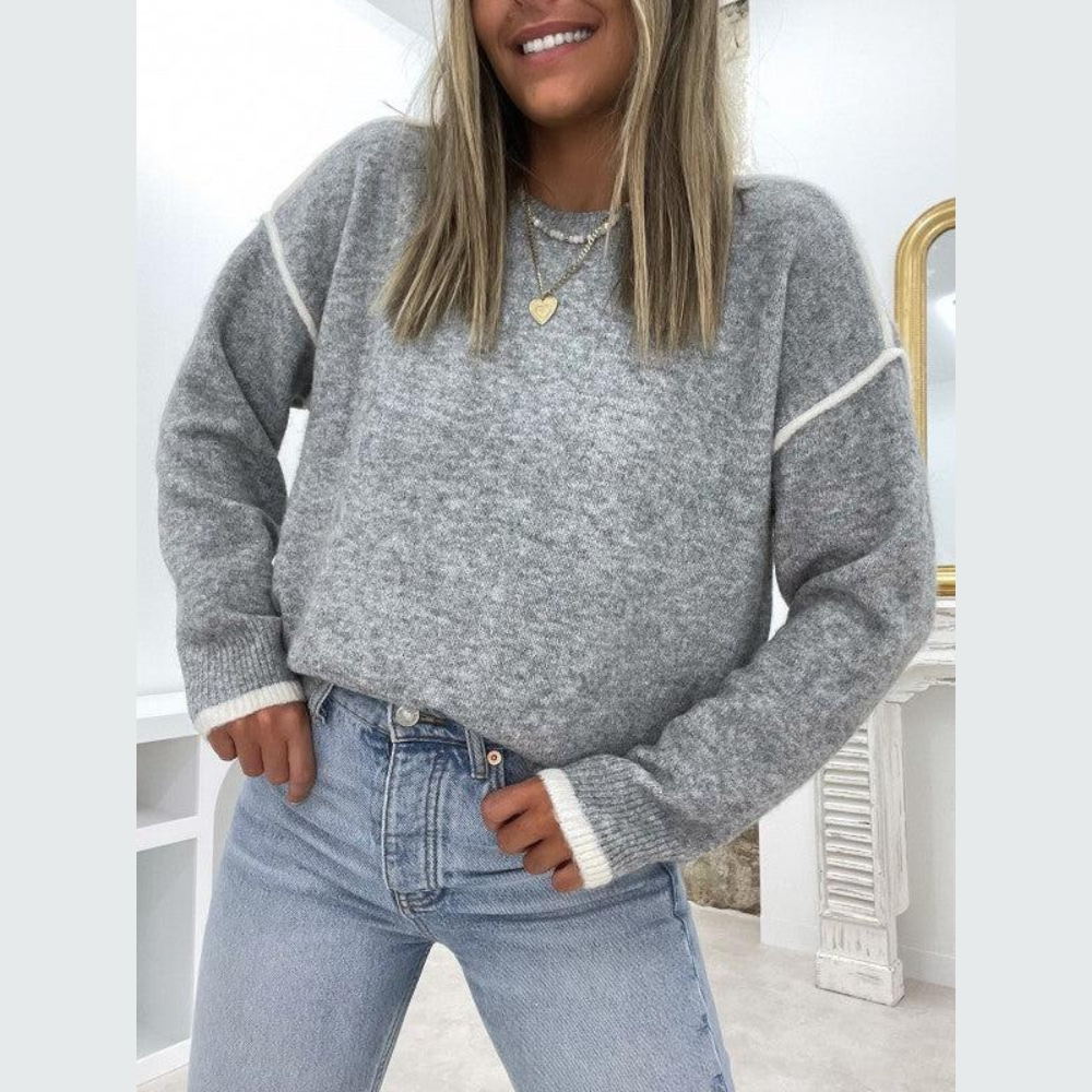 Maglione da donna Melina - Felpa classica con scollo rotondo, maniche lunghe e comfort termico in poliestere