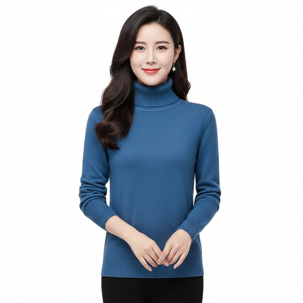 Léa Pull Col Roulé Femme – Pull en Cachemire Doux à Coupe Ajustée et Élégante