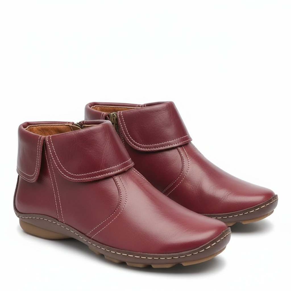 Leila Bottes Femme – Bottines Imperméables en Cuir Souple avec Semelle Antidérapante