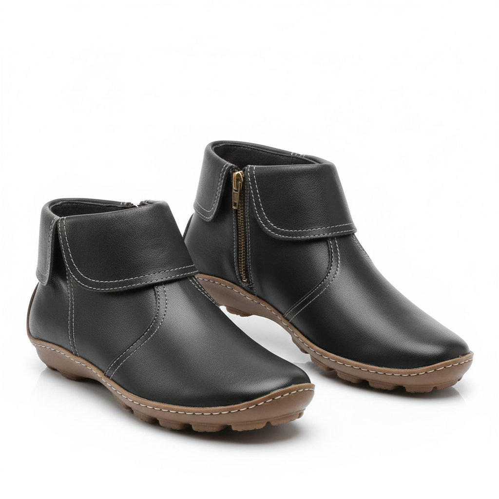 Leila Bottes Femme – Bottines Imperméables en Cuir Souple avec Semelle Antidérapante