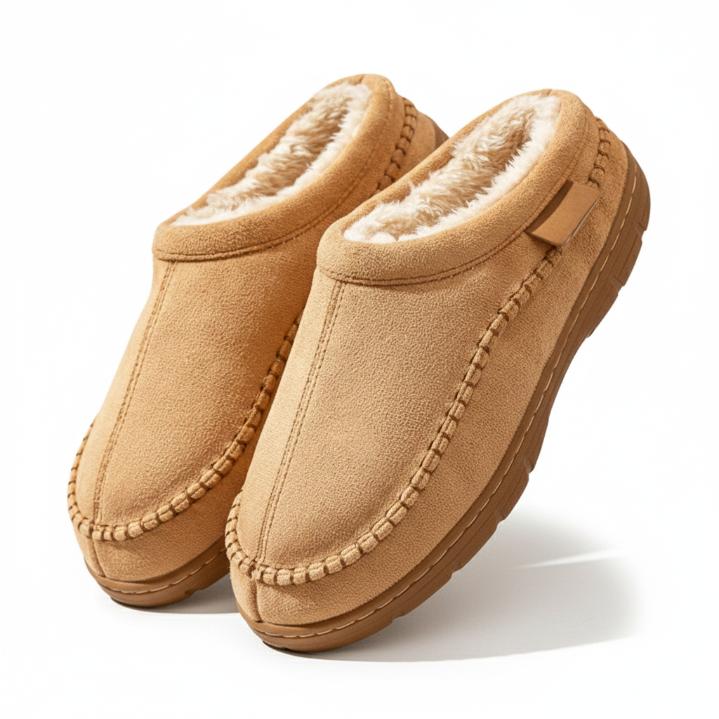 Leon papuci de bărbați căptușiți cu pluș – papuci de casă călduroși, antiderapanți și confortabili