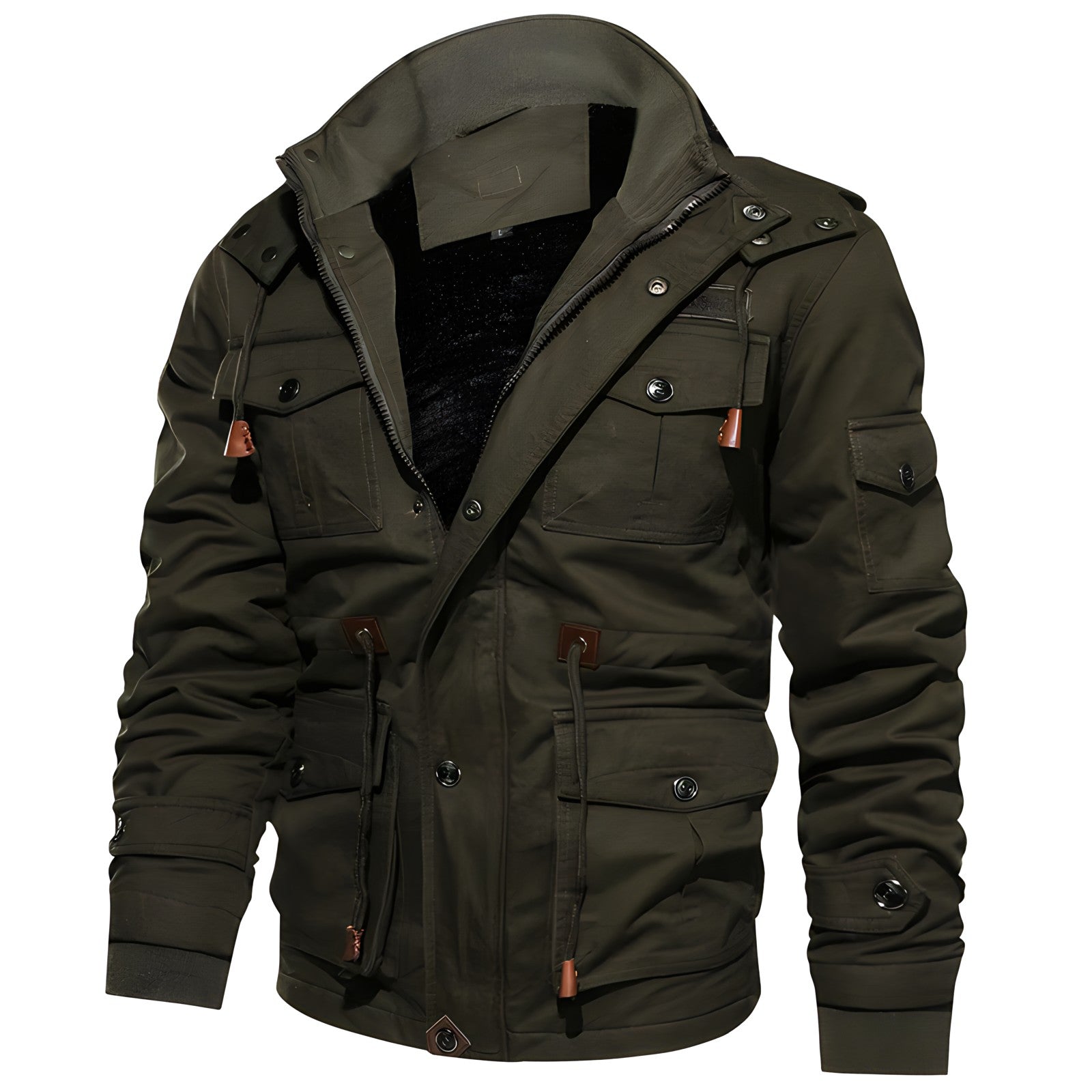 Logan Veste Militaire Homme – Manteau Imperméable mit Fleecefutter & verstellbarer Taille