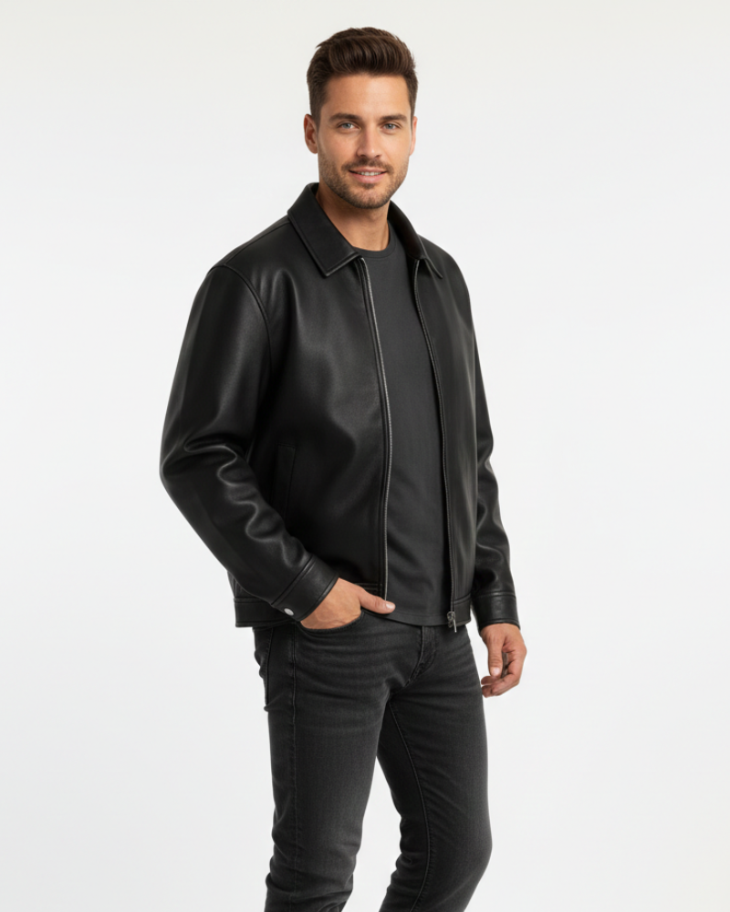 Mason Giacca in Pelle Uomo – Taglio Moderno, Design Semplice e Chiusura con Cerniera