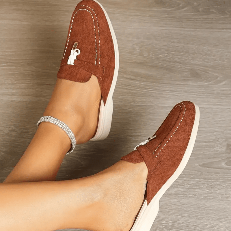 Maris Mokasiner Dame – Sommermules med Semsket Effekt med Duskdetalj og Kontrastsying