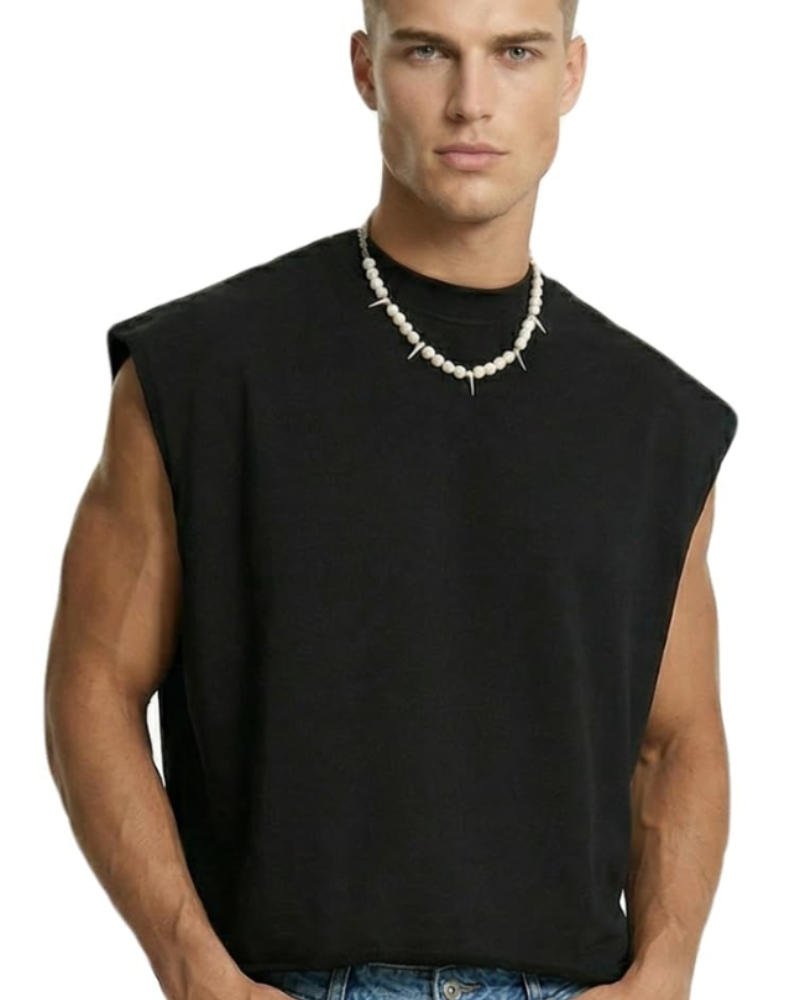 Zayn Débardeur Homme – Tank Top Cropped Oversized, Streetwear French Terry