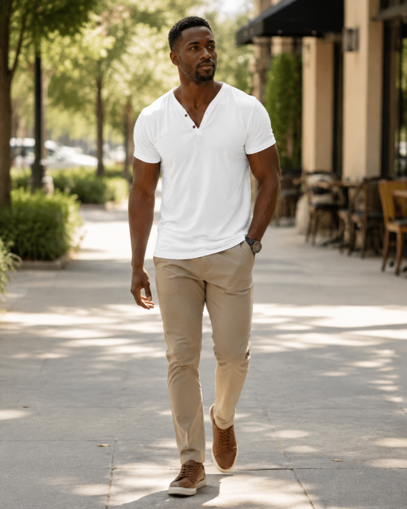 Néovan T-Shirt Homme – T-Shirt Uni en Coton à Col Rond et Manches Courtes