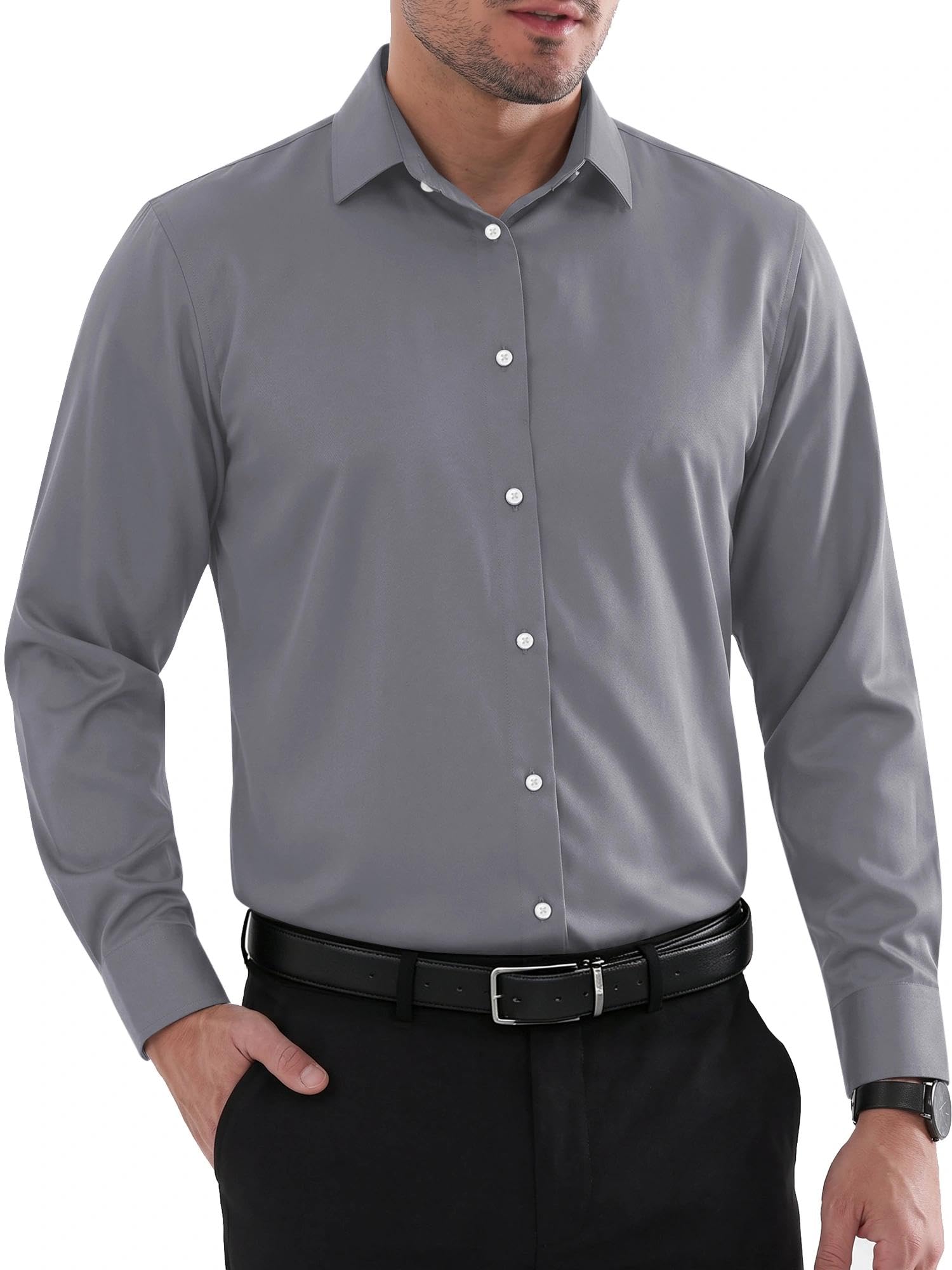 Louie Chemise Homme – Chemise Sans Plis Regular Fit, Col Renforcé & Manches Longues