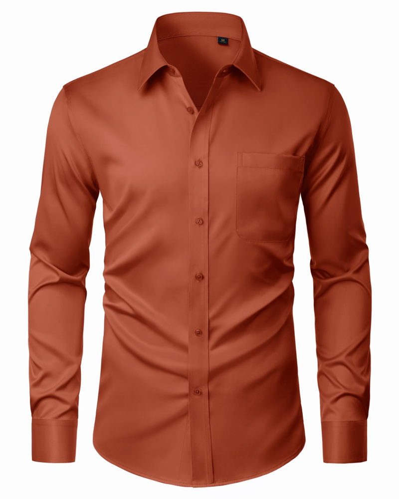 David Chemise Homme – Chemise Anti-Taches Stretch, Sans Plis & Manches Longues