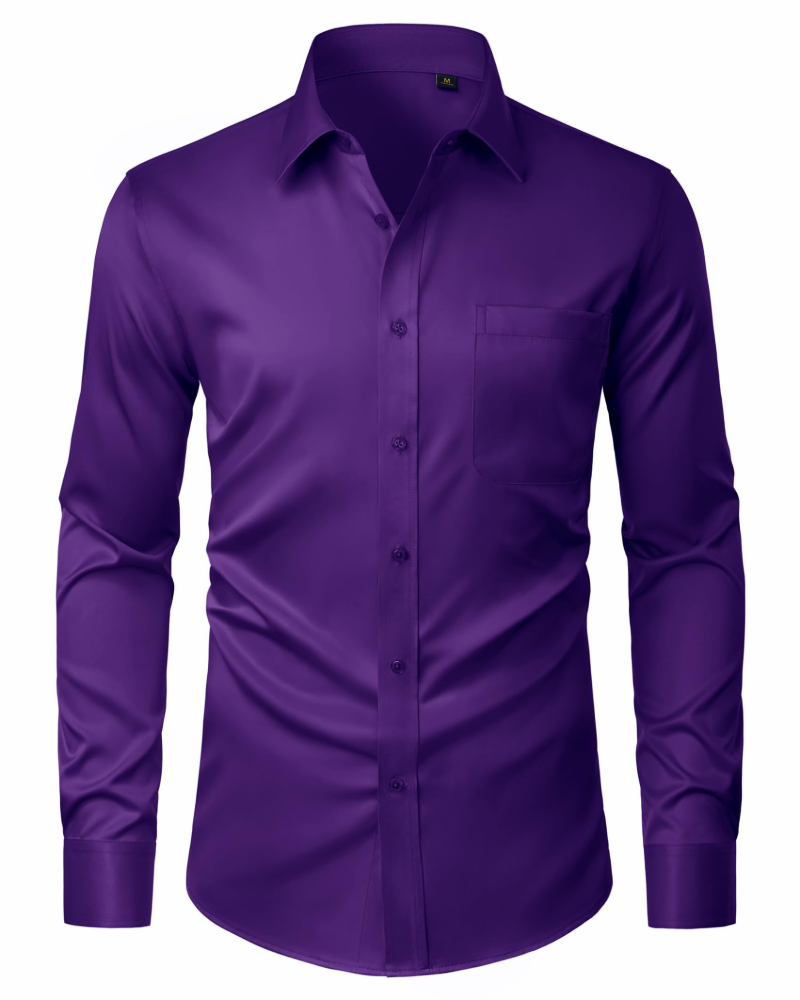 David Chemise Homme – Chemise Anti-Taches Stretch, Sans Plis & Manches Longues