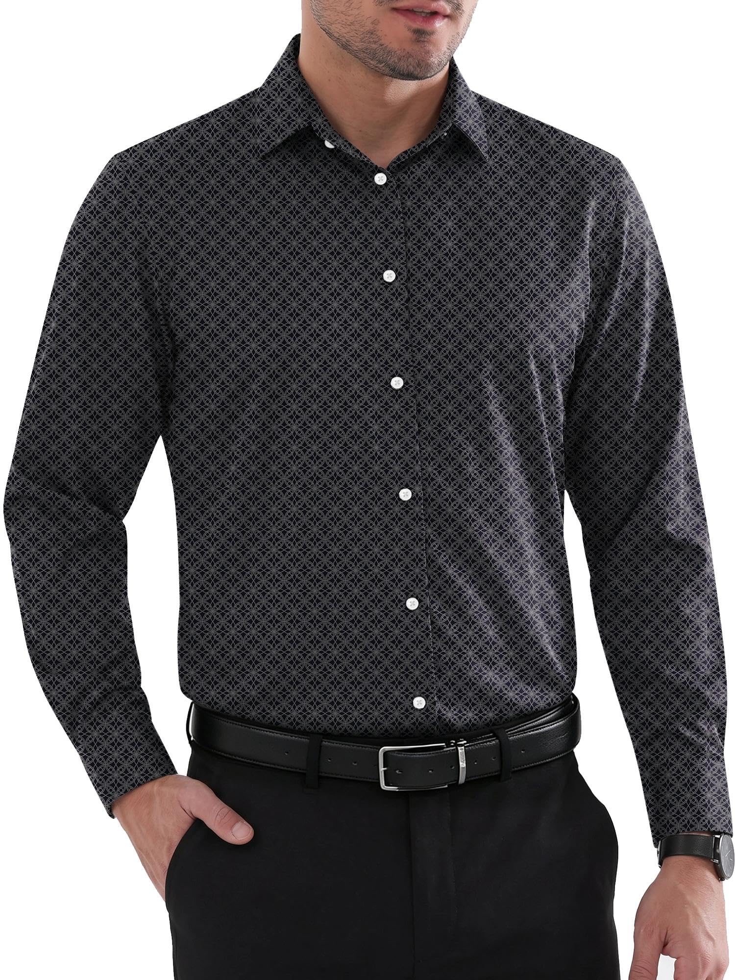 Louie Chemise Homme – Chemise Sans Plis Regular Fit, Col Renforcé & Manches Longues