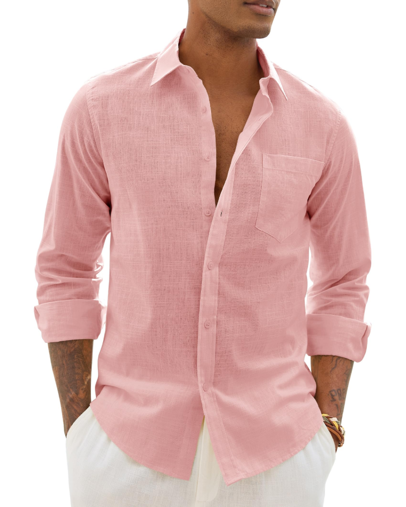 Hugo Chemise Homme – Chemise Coton Lin Manches Longues, Style Léger & Casual Chic