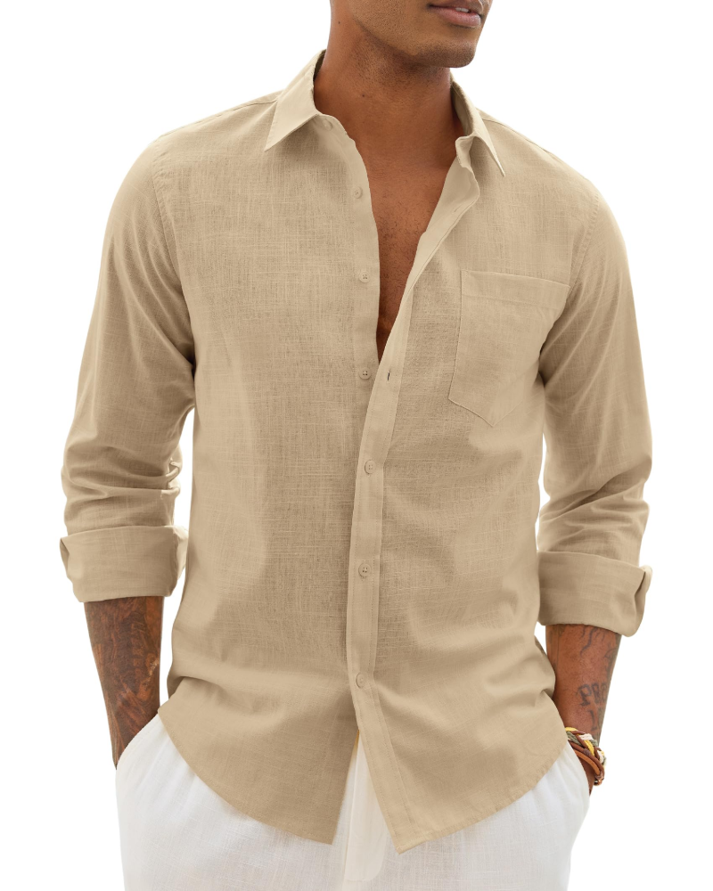Hugo Chemise Homme – Chemise Coton Lin Manches Longues, Style Léger & Casual Chic