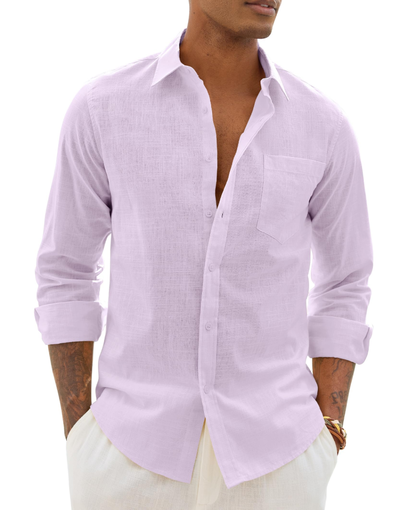 Hugo Chemise Homme – Chemise Coton Lin Manches Longues, Style Léger & Casual Chic