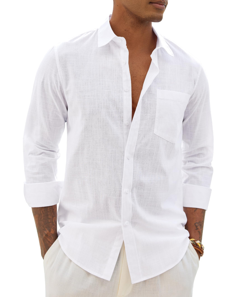 Hugo Chemise Homme – Chemise Coton Lin Manches Longues, Style Léger & Casual Chic