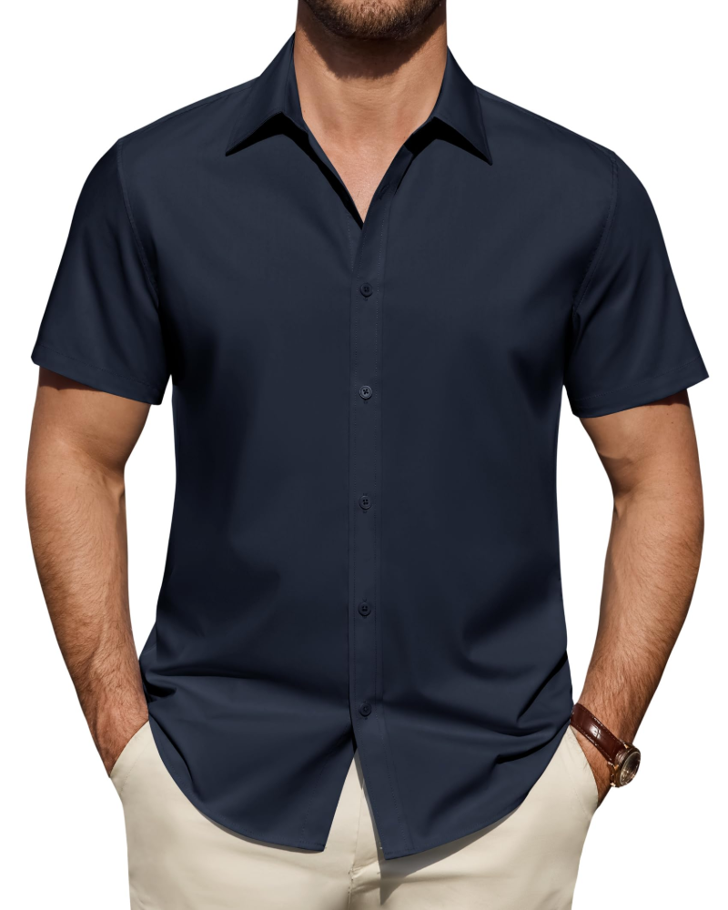 Julius Chemise Homme – Chemise Anti-Taches Stretch Manches Courtes & Style Business
