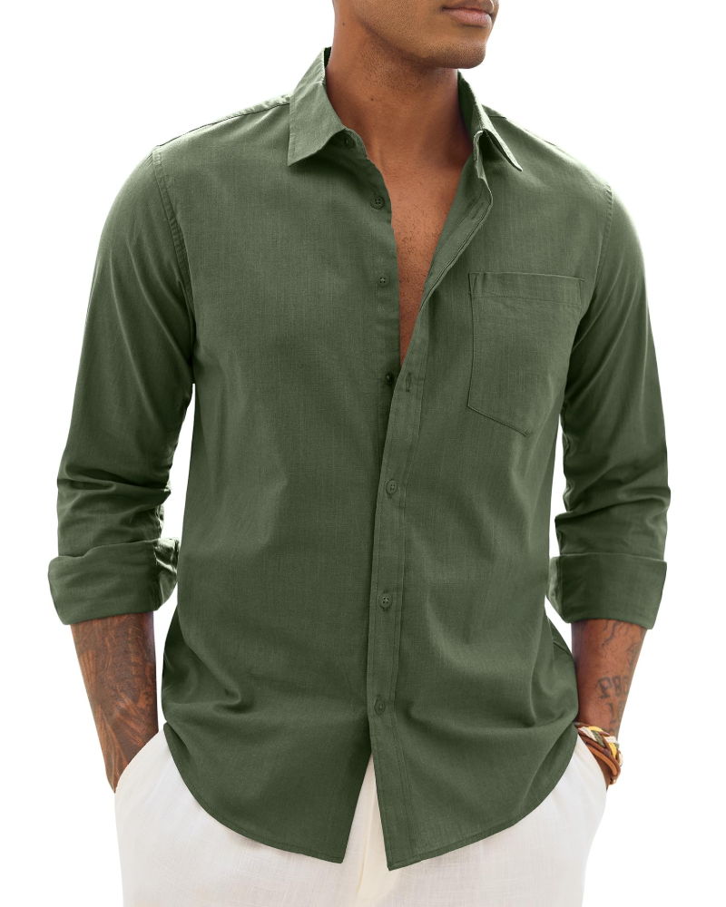 Hugo Chemise Homme – Chemise Coton Lin Manches Longues, Style Léger & Casual Chic