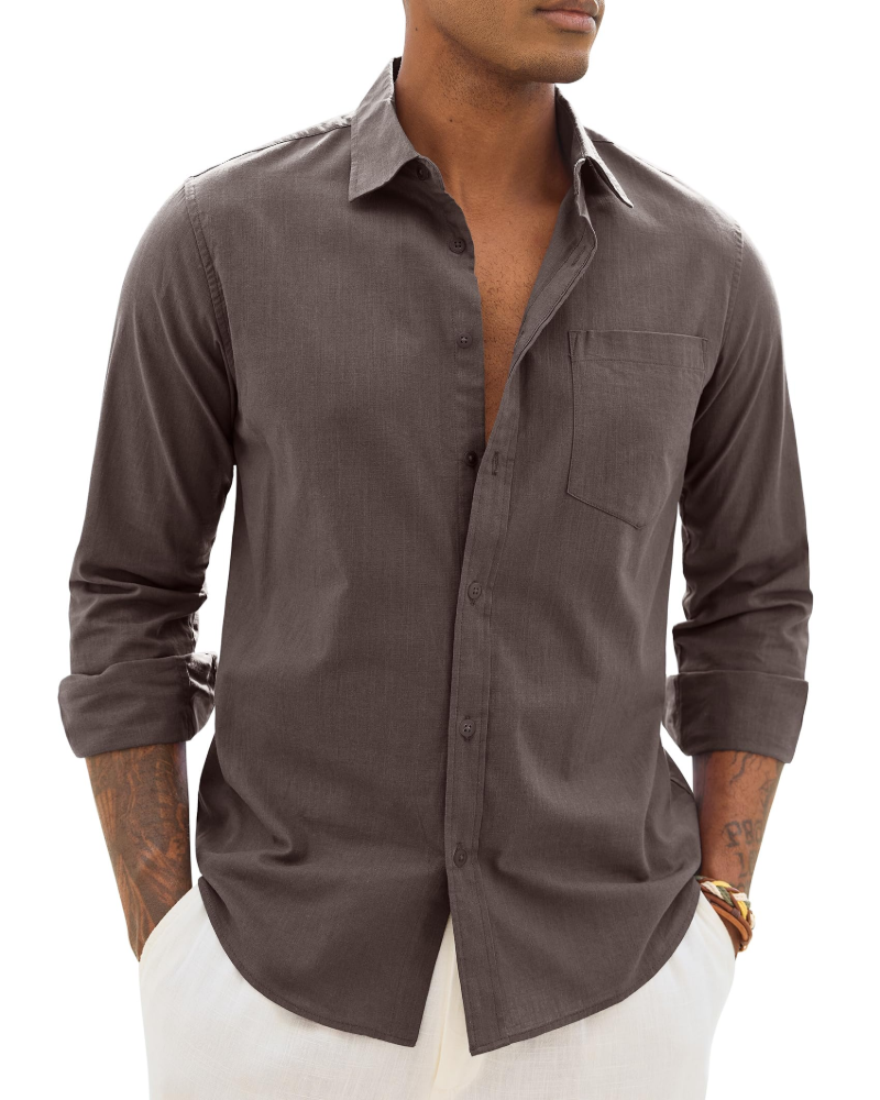 Hugo Chemise Homme – Chemise Coton Lin Manches Longues, Style Léger & Casual Chic