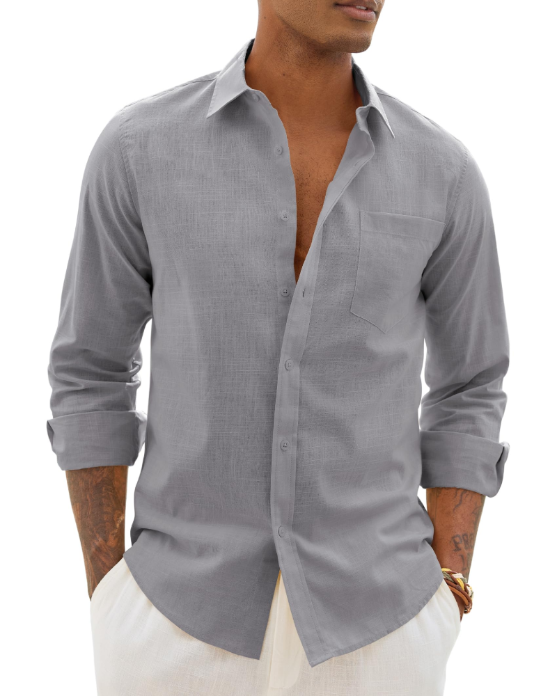 Hugo Chemise Homme – Chemise Coton Lin Manches Longues, Style Léger & Casual Chic