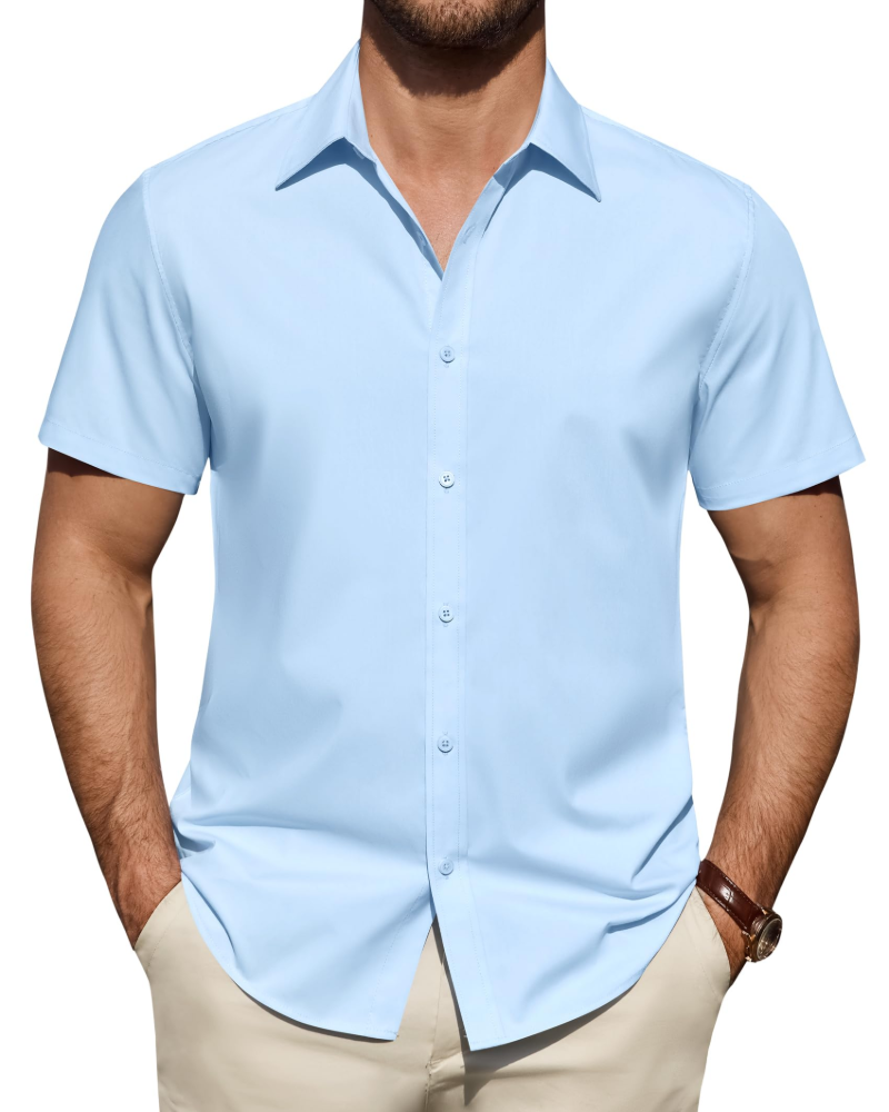 Julius Chemise Homme – Chemise Anti-Taches Stretch Manches Courtes & Style Business