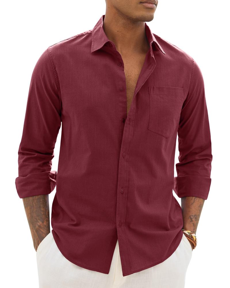 Hugo Chemise Homme – Chemise Coton Lin Manches Longues, Style Léger & Casual Chic