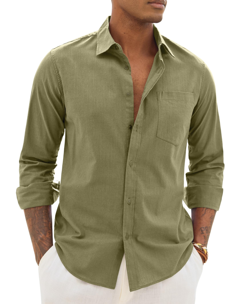 Hugo Chemise Homme – Chemise Coton Lin Manches Longues, Style Léger & Casual Chic