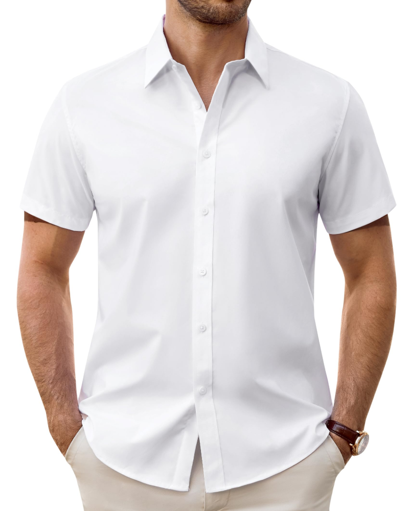 Julius Chemise Homme – Chemise Anti-Taches Stretch Manches Courtes & Style Business