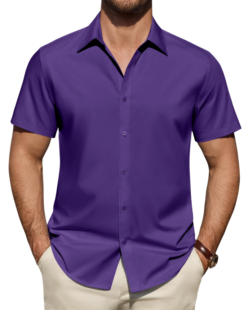 Julius Chemise Homme – Chemise Anti-Taches Stretch Manches Courtes & Style Business