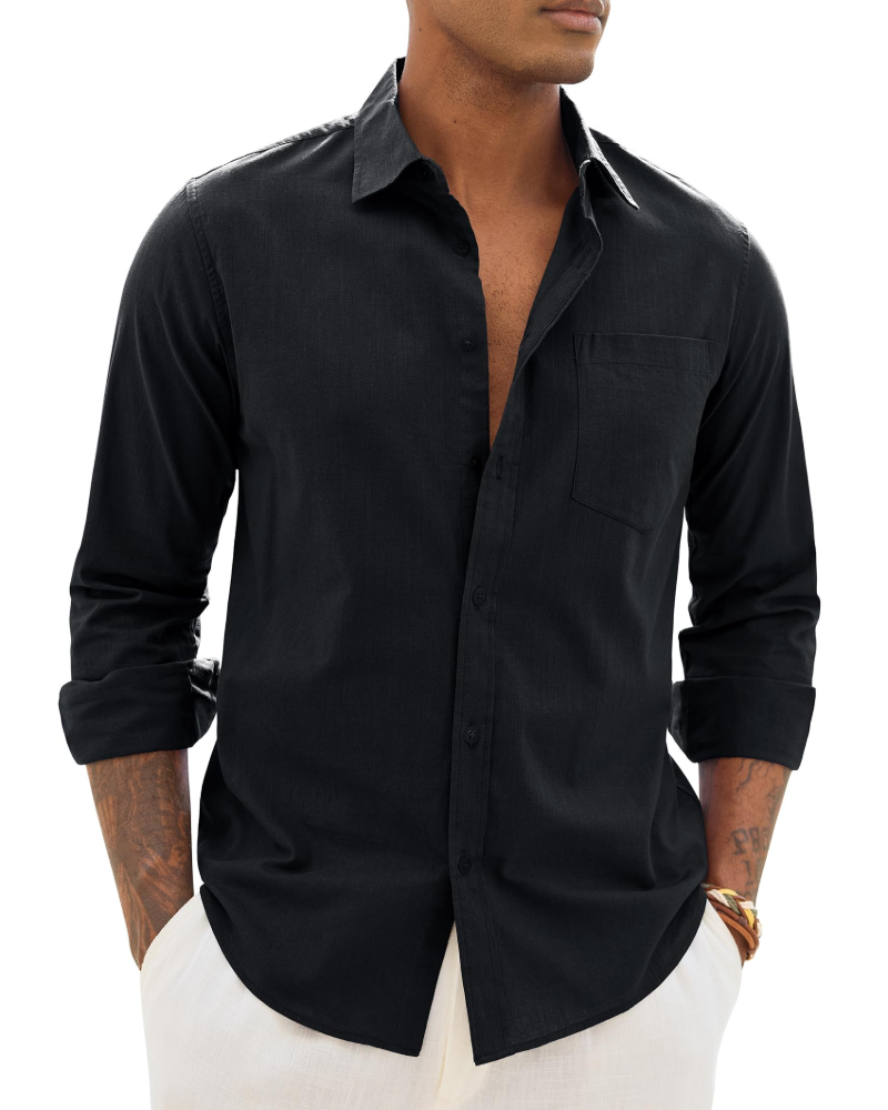 Hugo Chemise Homme – Chemise Coton Lin Manches Longues, Style Léger & Casual Chic