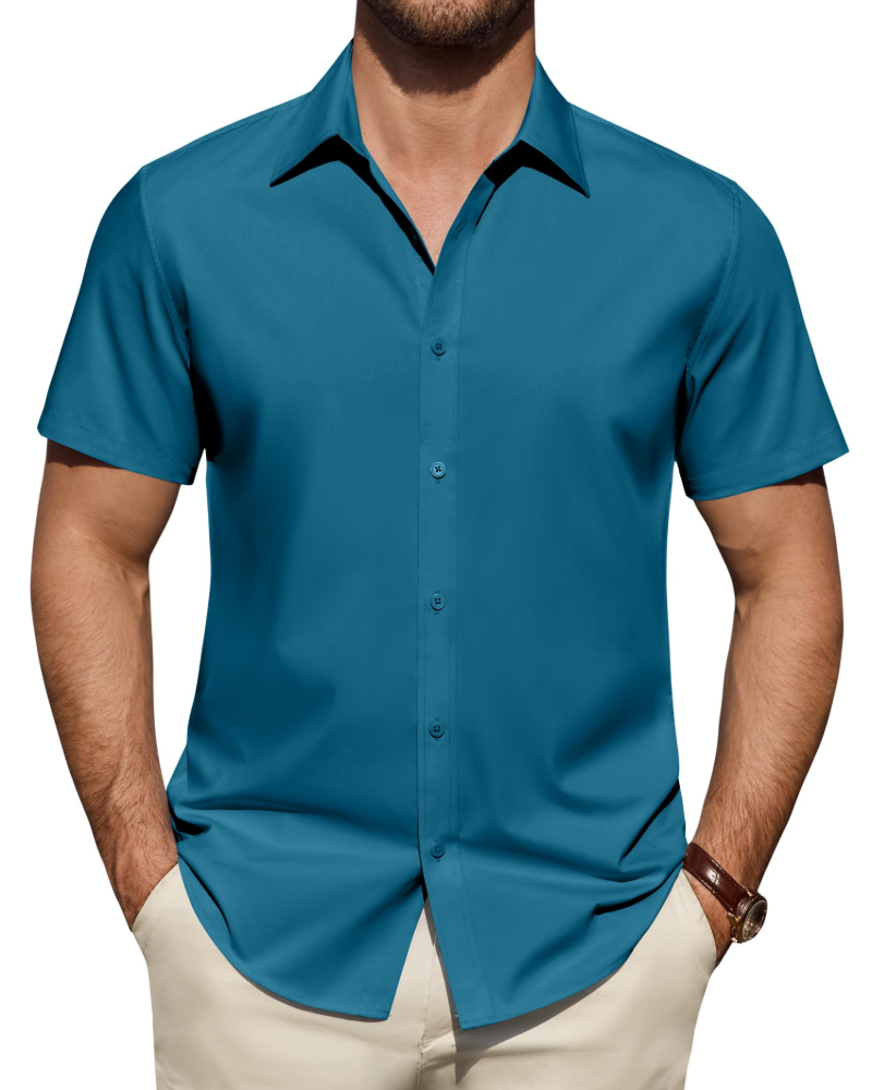 Julius Chemise Homme – Chemise Anti-Taches Stretch Manches Courtes & Style Business