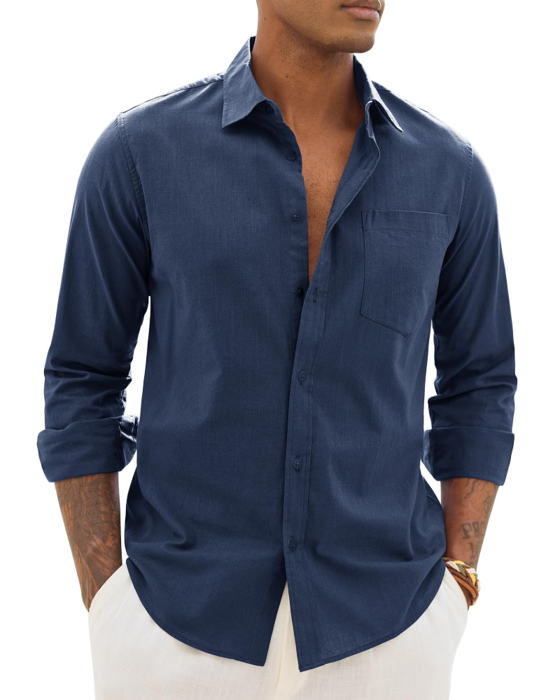 Hugo Chemise Homme – Chemise Coton Lin Manches Longues, Style Léger & Casual Chic