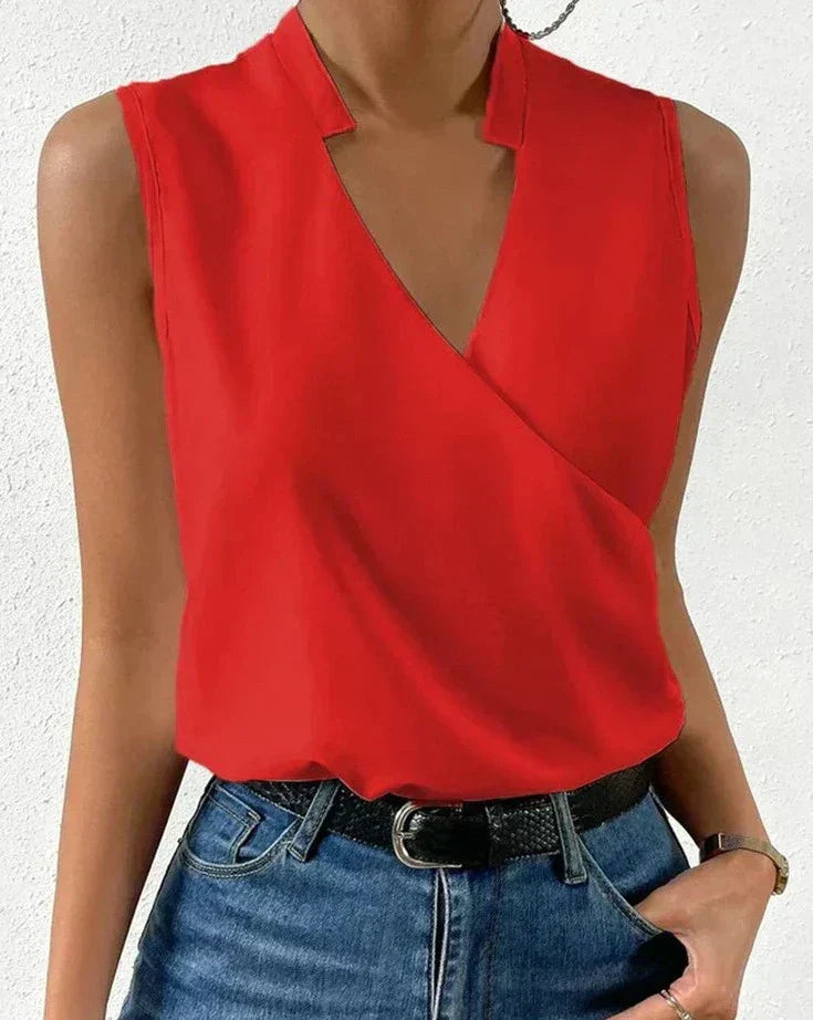Blouse Sans Manches Femme Lisette – Coupe Chic et Flatteuse pour Tenues Décontractées et de Bureau