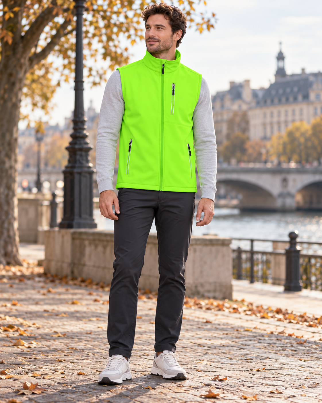 Tristan Gilet homme softshell coupe-vent léger avec col montant et six poches pratiques