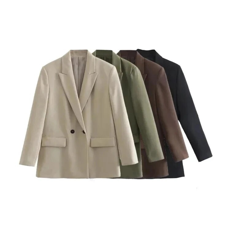 Amalia Blazer Oversize Femme – Manteau Élégant à Double Boutonnage en Tissu Haut de Gamme