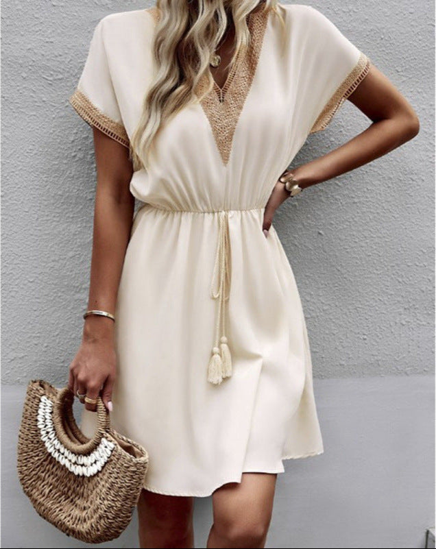 Francis Vestido Mulher – Vestido de Verão Elegante em Seda Fria Fluida e Confortável para o Verão