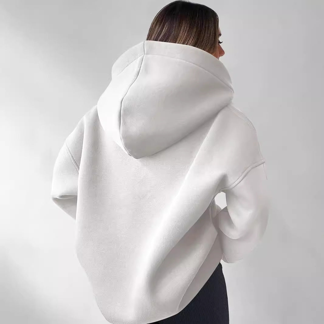 Nayeli Sweat Femme – Volný a pohodlný jednobarevný mikina s kapucí pro ležérní podzimní/zimní styl