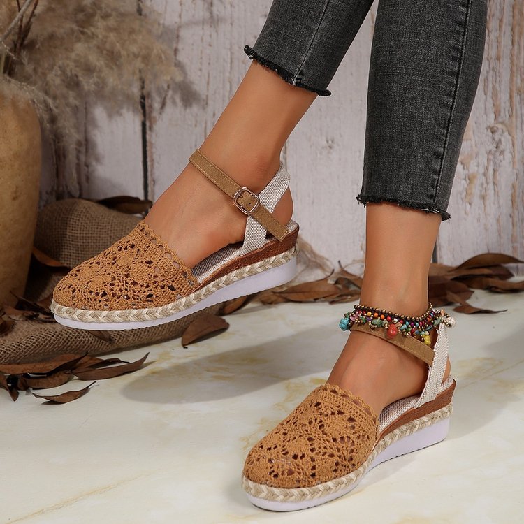 Espadrillas da donna Bailey: scarpe estive bohémien con dettagli all'uncinetto e look naturale