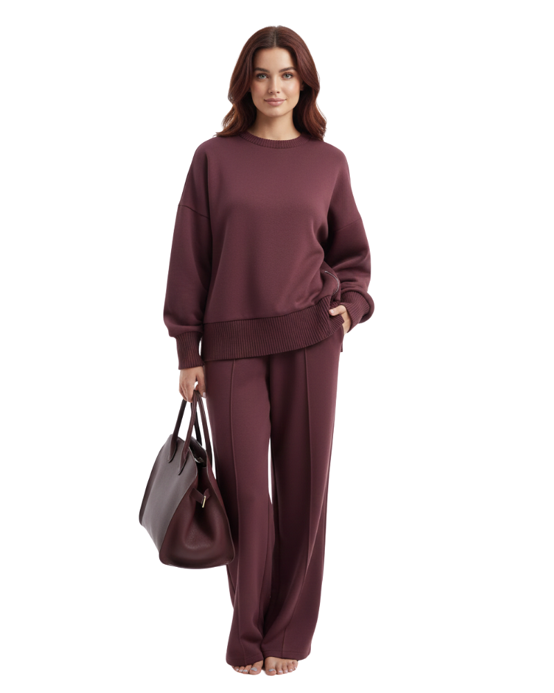 Lindy Ensemble Loungewear Femme Élégant – Sweat Oversize & Pantalon Large Confort Chic