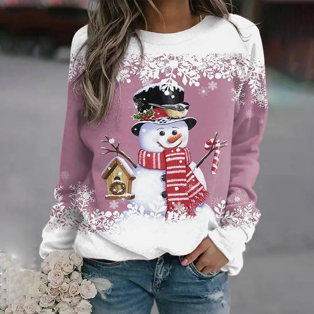 Zariah Pull Femme Noël – Confortable & Festif avec Motif Bonhomme de Neige Élégant