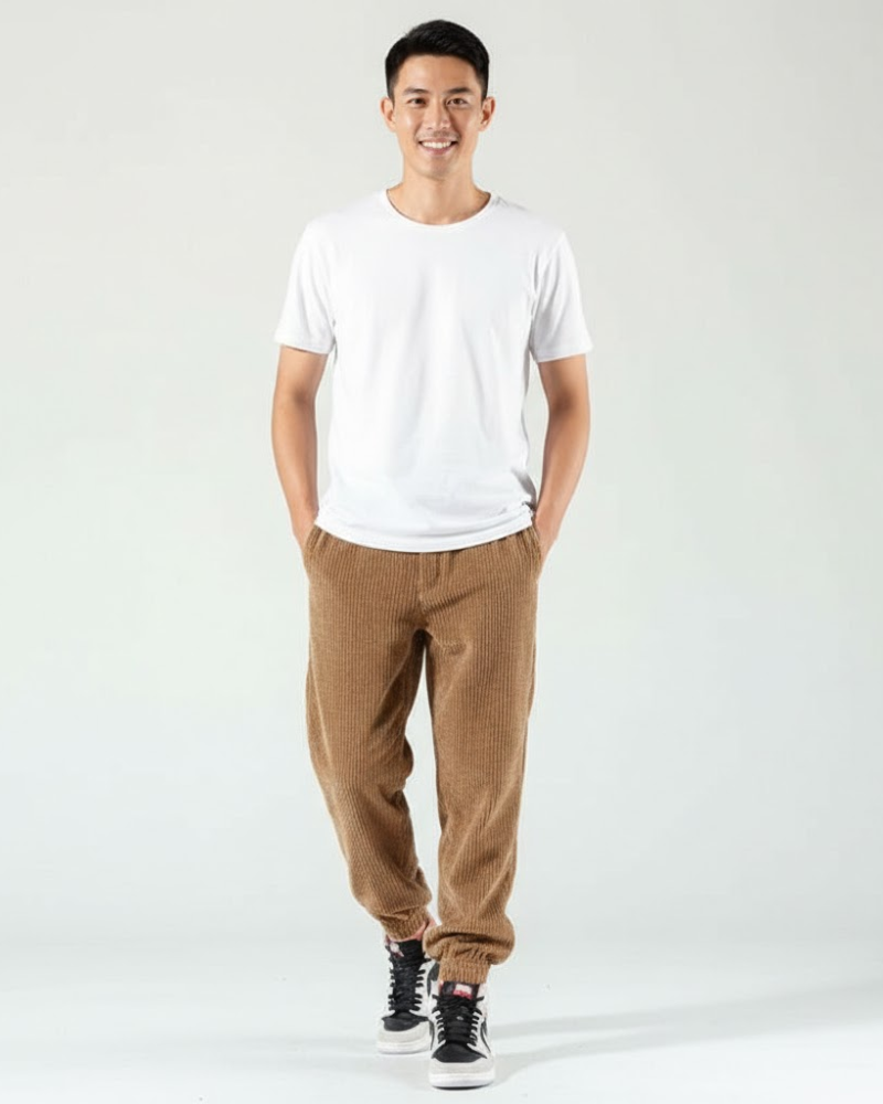 Emerson Pantalon Jogger Homme en Velours Côtelé – Coupe Relax & Confort Casual