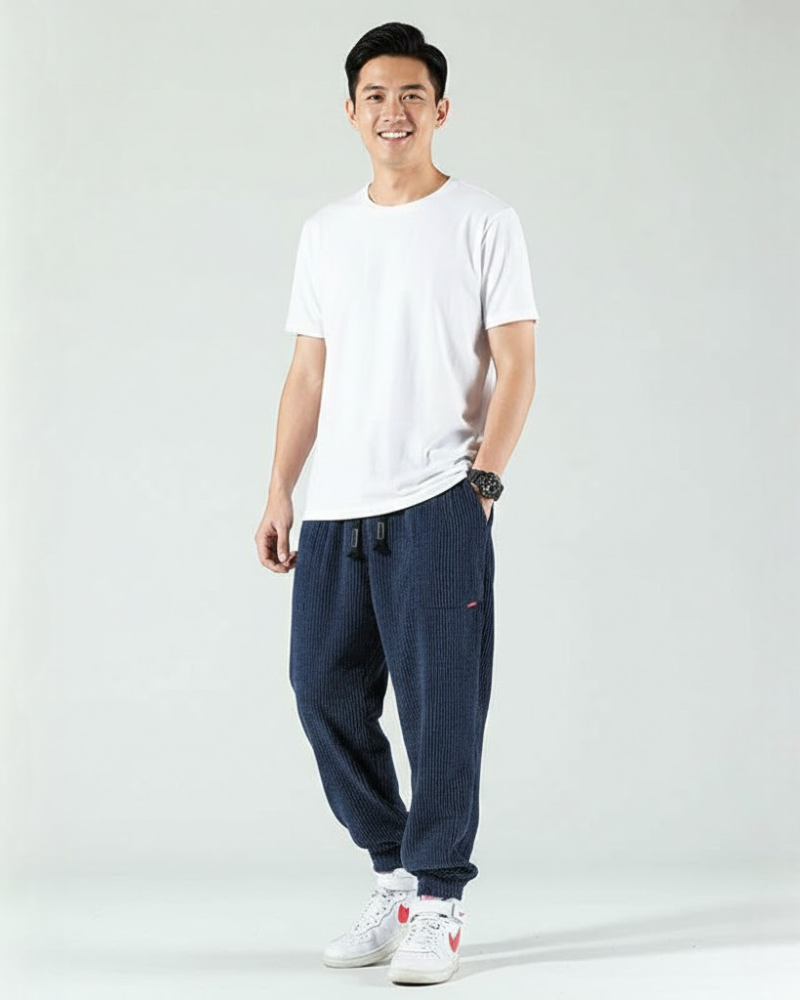 Emerson Pantalon Jogger Homme en Velours Côtelé – Coupe Relax & Confort Casual