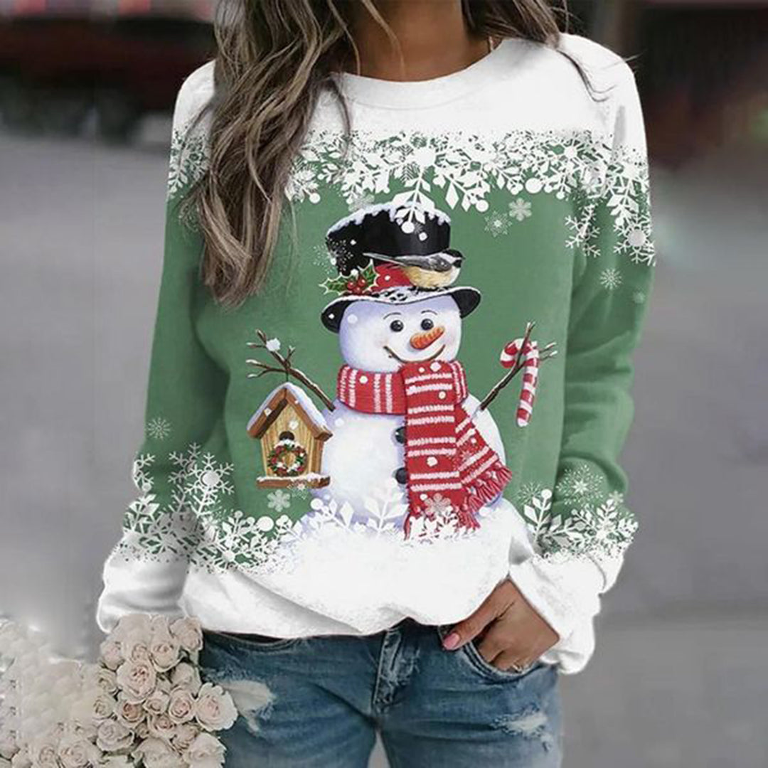 Zariah Pull Femme Noël – Confortable & Festif avec Motif Bonhomme de Neige Élégant