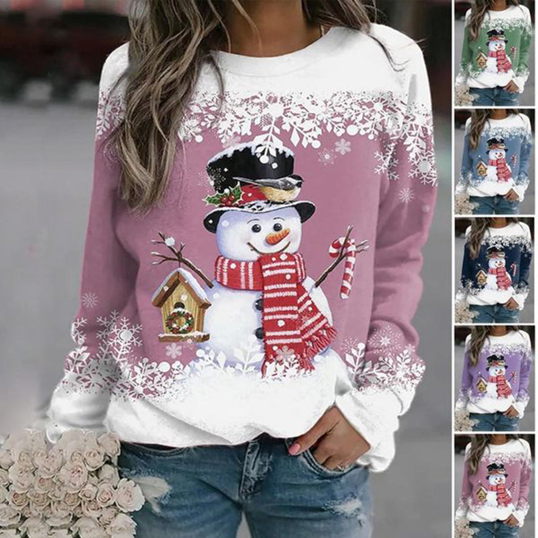 Zariah Pull Femme Noël – Confortable & Festif avec Motif Bonhomme de Neige Élégant