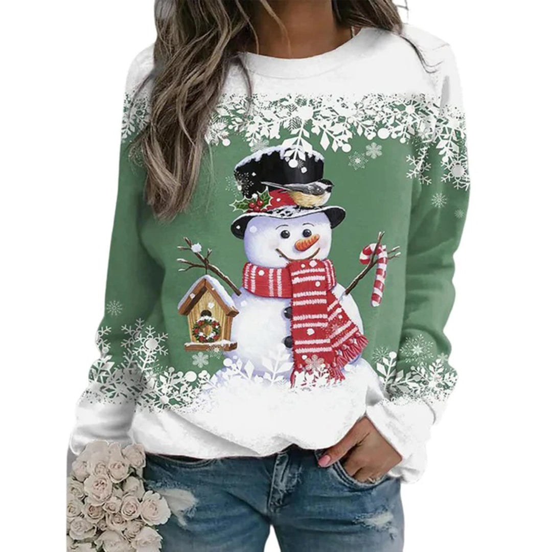 Zariah Pull Femme Noël – Confortable & Festif avec Motif Bonhomme de Neige Élégant