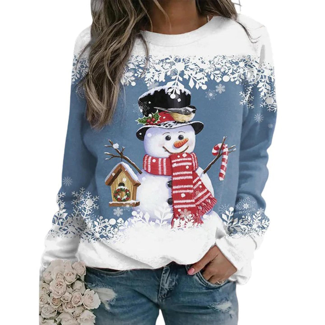 Zariah Pull Femme Noël – Confortable & Festif avec Motif Bonhomme de Neige Élégant
