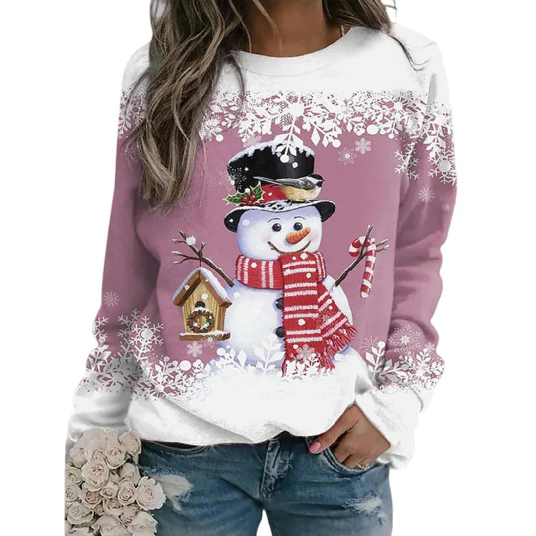 Zariah Pull Femme Noël – Confortable & Festif avec Motif Bonhomme de Neige Élégant