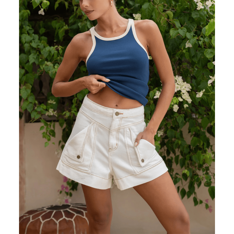 Rada Short Cargo Looksy – Flatterende Høj Talje & Trendy Cargo Lommer Sommer