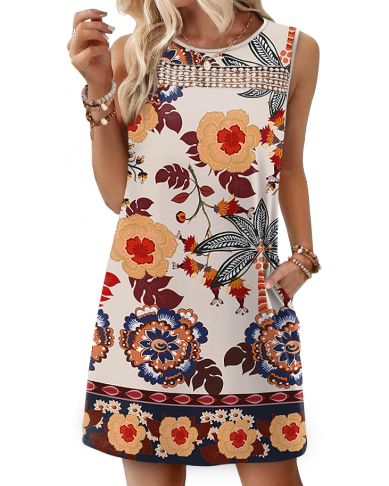 Renee Robe Mini Femme – Ljetna haljina na bretele od čipke, lepršavog kroja s džepovima, elegantnog stila